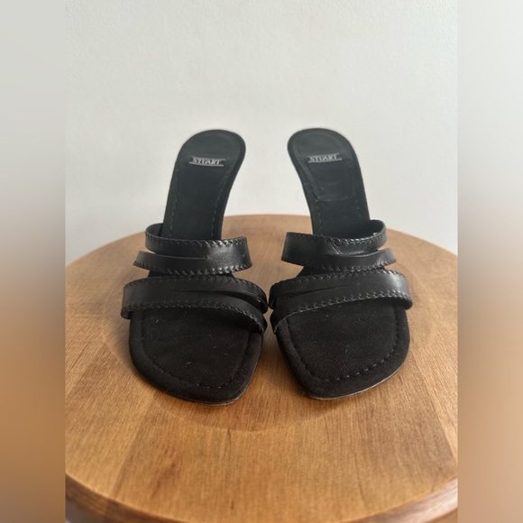 Stuart  Black Heeled Sandals - Picture 1 of 11